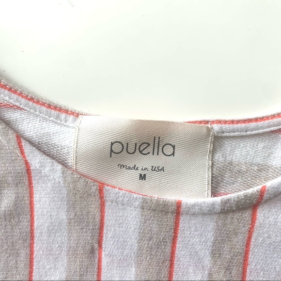 PUELLA ANTHROPOLOGIE Striped tunic top orange cream Medium Long shirt Asymmetric - Picture 5 of 7